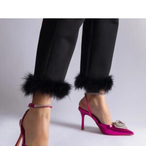 Różowe szpilki z odkrytą pięta zdobione cyrkoniami Isoda - Solea