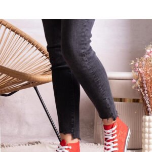 Czerwone wysokie trampki z koronką Bonifakima - Solea