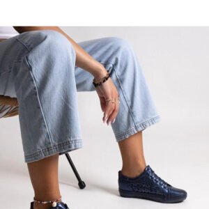 Granatowe ażurowe trampki Safune - Solea