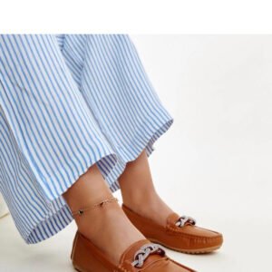 Brązowe mokasyny zdobione cyrkoniami Adiba - Solea