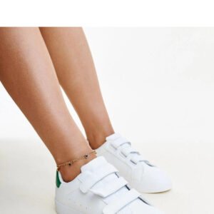 Biało-zielone sneakersy na rzepy Samala - Solea