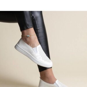 Białe ażurowe wsuwane tenisówki Dafina - Solea