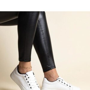 Białe sneakersy eko skóra Cathleen - z czarnym elementem - Solea