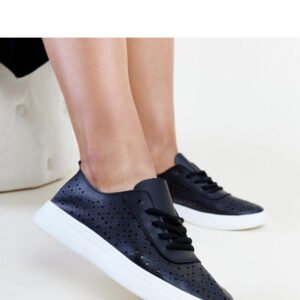 Czarne ażurowe tenisówki Manoek - Solea