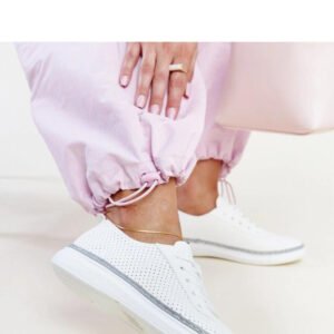 Biało-szare ażurowe tenisówki Biserka - Solea