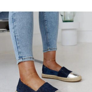 Granatowo-srebrne błyszczące espadryle Surana - Solea