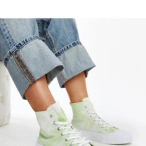 Jasnozielone wysokie materiałowe trampki Raissa - Solea