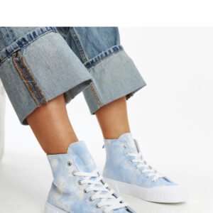 Błękitne wysokie materiałowe trampki Raissa - Solea