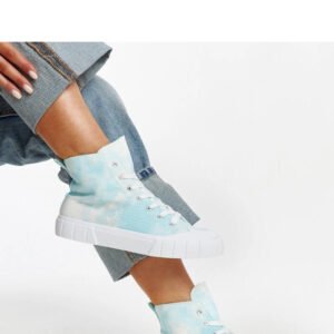 Niebieskie wysokie materiałowe trampki Raissa - Solea