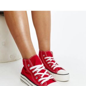 Czerwone wysokie trampki na grubej podeszwie Bagy - Solea