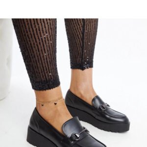 Czarne mokasyny na koturnie Oili - Solea