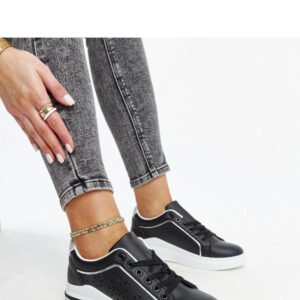 Czarne sneakersy ażurowe z brokatem Zorka - Solea