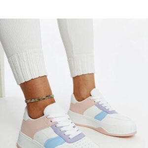 Biało-różowe sneakersy na grubszej podeszwie Rafida - Solea