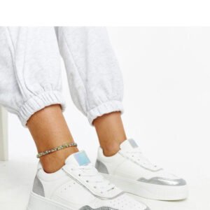 Biało-srebrne sneakersy na grubszej podeszwie Rumai - Solea