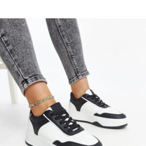 Biało-czarne sneakersy na grubszej podeszwie Rumai - Solea