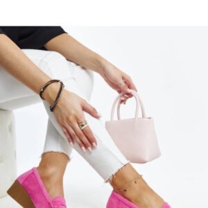 Ciemnoróżowe zamszowe mokasyny na koturnie Sakena - Solea