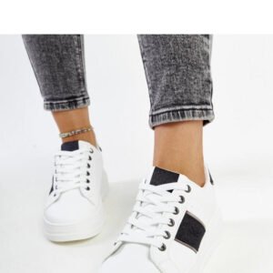 Biało-czarne sneakersy na grubszej podeszwie Finestra - Solea