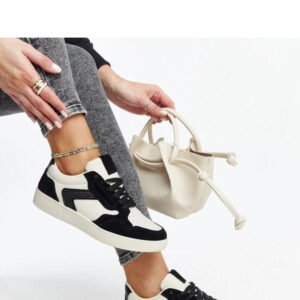 Biało-czarne sneakersy z brokatem Juwan - Solea