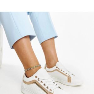 Biało-złote sneakersy na platformie Amala - Solea