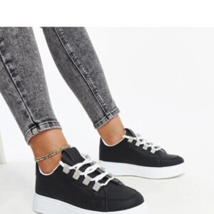 Czarne sneakersy na grubej podeszwie Walida - Solea