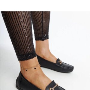 Czarne mokasyny z ozdobną klamerką Adila - Solea
