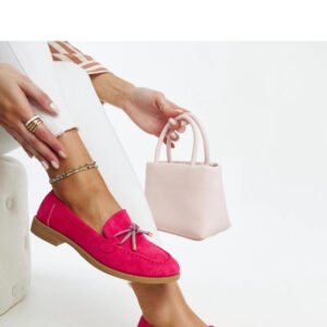 Ciemnoróżowe mokasyny z ozdobną kokardą Endike - Solea