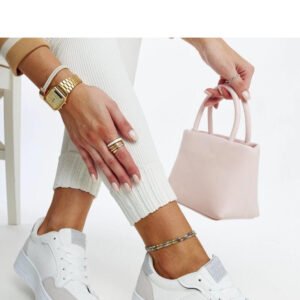 Białe-szare sneakersy na platformie Walda - Solea