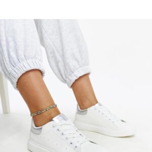 Biało-srebrne trampki na platformie Ariam - Solea