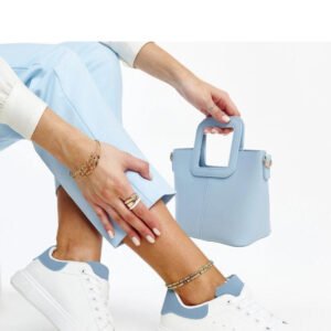 Biało-niebieskie trampki na platformie Ariam - Solea