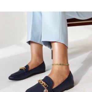 Granatowe mokasyny z łańcuszkiem Scaletta - Solea