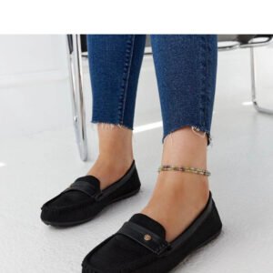 Czarne materiałowe mokasyny Fombio - Solea