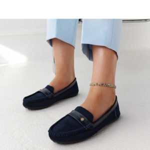 Granatowe materiałowe mokasyny Fombio - Solea