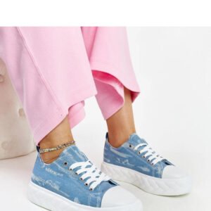 Niebieskie trampki na wysokiej platformie Almaz - Solea