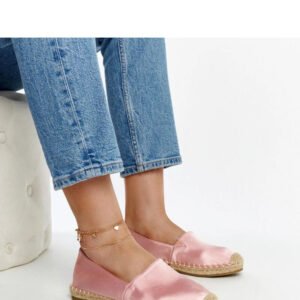 Jasnoróżowe espadryle z połyskiem na platformie Caithlin - Solea