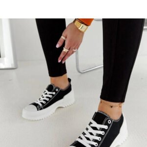 Czarne trampki na platformie Monteleone - Solea