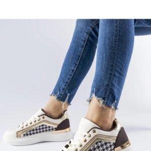 Brązowo-beżowe sneakersy z brokatem Briercliff - Solea