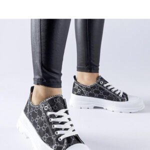 Czarne trampki zdobione monogramem Antonella - Solea