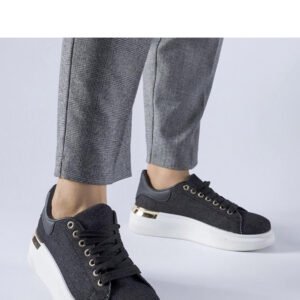 Czarne sneakersy na platformie Scuderlando - Solea