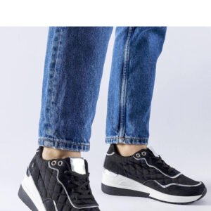 Czarne sneakersy na koturnie Pisignano - Solea