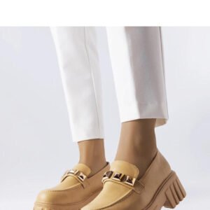 Beżowe mokasyny na platformie Frisco - Solea