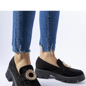 Czarne mokasyny ozdobione klamerką Stanislas - Solea