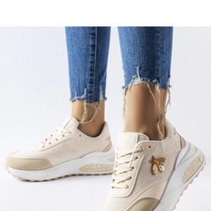 Beżowo-białe sneakersy z ozdobną nitką Acciano - Solea