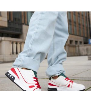 Biało-Czerwone buty z zielonym językiem Archie - Solea