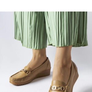 Brązowe mokasyny z klamerką na koturnie Lerino - Solea