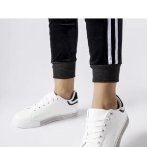 Biało-czarne sneakersy z cyrkoniami Dina - Solea