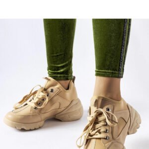 Ciemnobeżowe sneakersy z elastyczną cholewką Abal - Solea