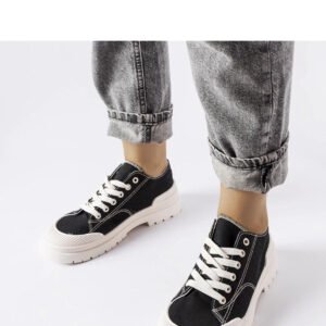 Czarne materiałowe trampki Nassar - Solea