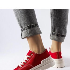 Czerwone materiałowe trampki Nassar - Solea