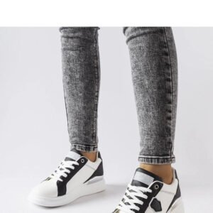 Biało-czarne sneakersy ze srebrnym akcentem Via - Solea