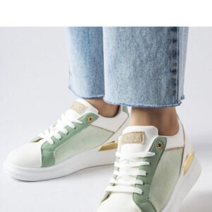 Biało-zielone buty ze złotym akcentem Palais - Solea